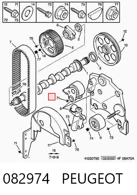 Tensor de la correa de distribución 082974 PEUGEOT