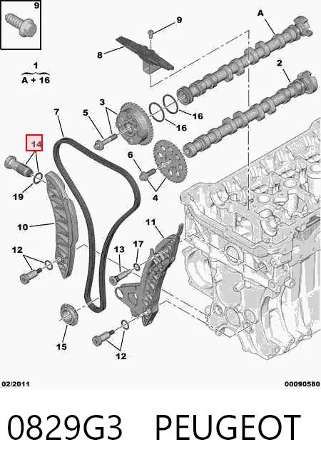 0829G3 Peugeot/Citroen Tensor de cadena de distribución
