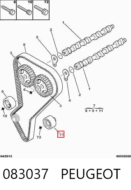 Polea tensora intermedio de correa dentada Citroen ZX  (1991-1997)