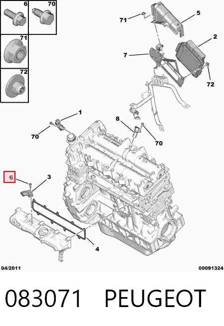083071 Peugeot/Citroen Perno del sistema de escape (silenciador)