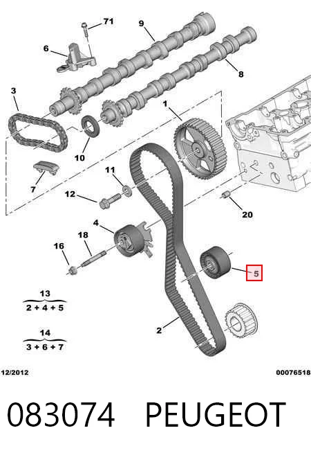 083074 Peugeot/Citroen Polea tensora intermedio de correa dentada