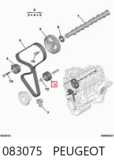 083075 Peugeot/Citroen Polea tensora intermedio de correa dentada