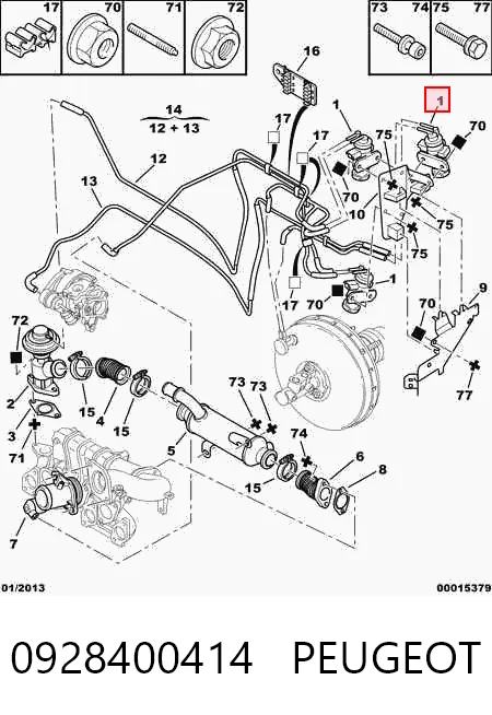 0928400414 Peugeot/Citroen Válvula solenoide de control de presión de sobrealimentación