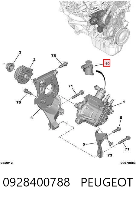 0928400788 Peugeot/Citroen Válvula reguladora de presión del sistema common rail