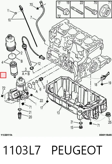 1103L7 Peugeot/Citroen Tapa del filtro de aceite