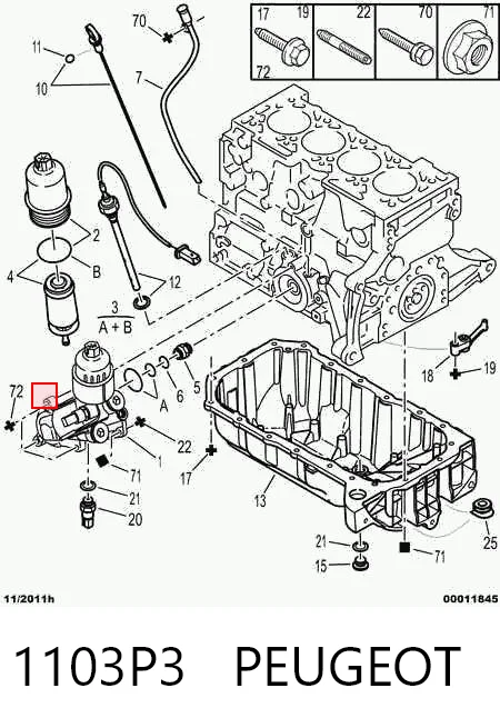 1103P3 Peugeot/Citroen Portafiltro de aceite