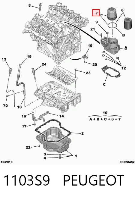 Portafiltro de aceite 1103S9 PEUGEOT