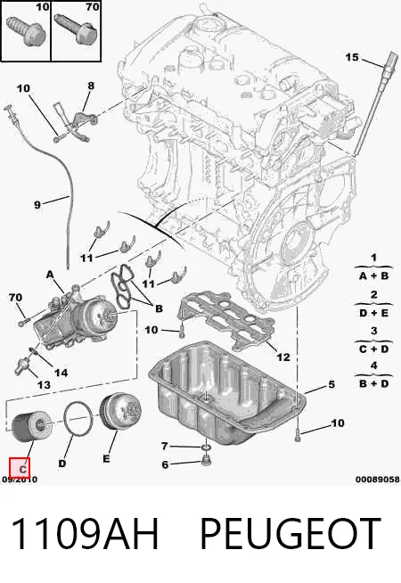 1109AH Peugeot/Citroen Filtro aceite