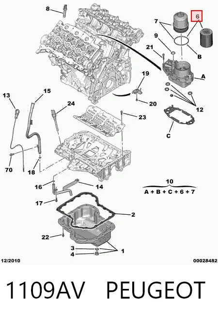1109AV Peugeot/Citroen Filtro aceite