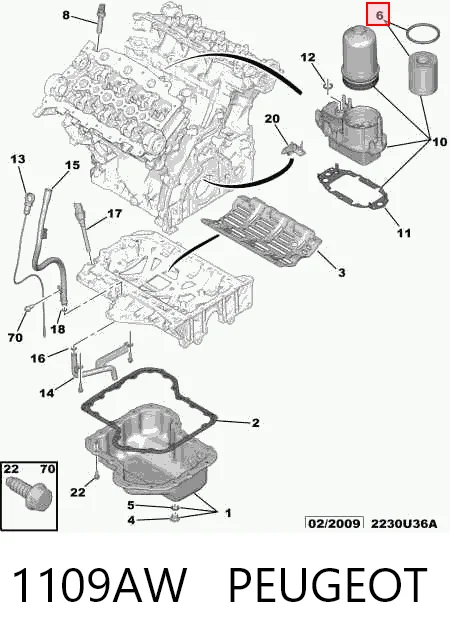 Filtro de aceite PEUGEOT 1109AW