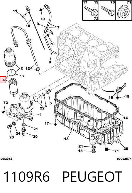 1109R6 Peugeot/Citroen Filtro aceite