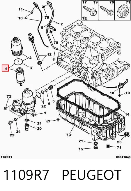 1109R7 Peugeot/Citroen Filtro aceite