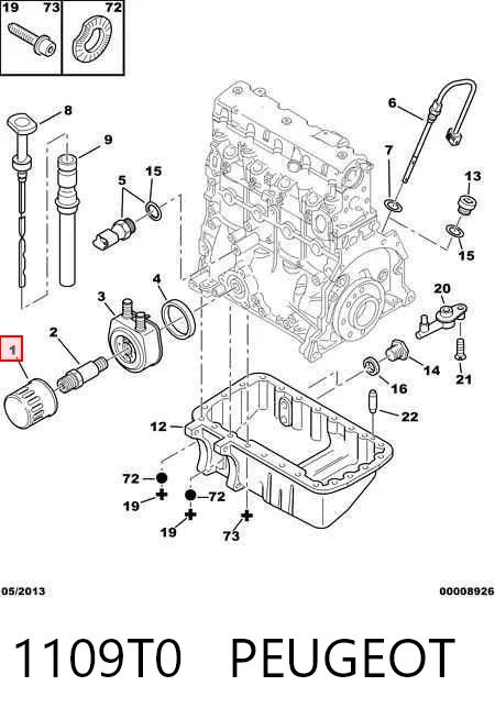 1109T0 Peugeot/Citroen Filtro aceite
