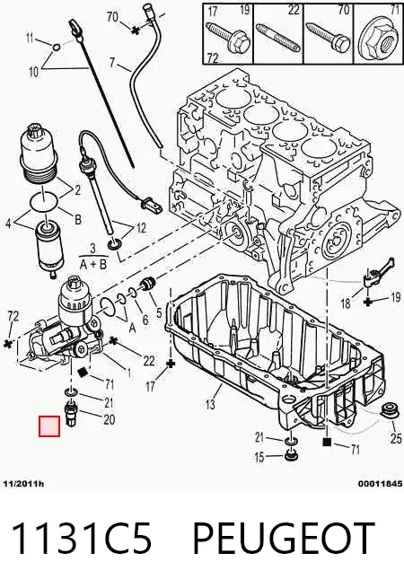 1131C5 Peugeot/Citroen Indicador de presión del aceite