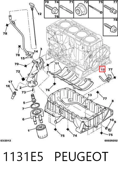 1131E5 Peugeot/Citroen Sensor de nivel de aceite