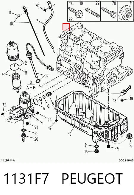 1131F7 Peugeot/Citroen Sensor de nivel de aceite