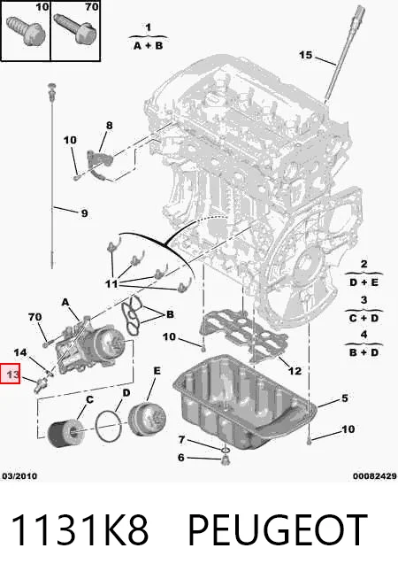 1131K8 Peugeot/Citroen Indicador de presión del aceite