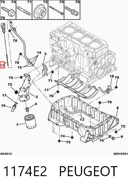 1174E2 Peugeot/Citroen Medidor de aceite