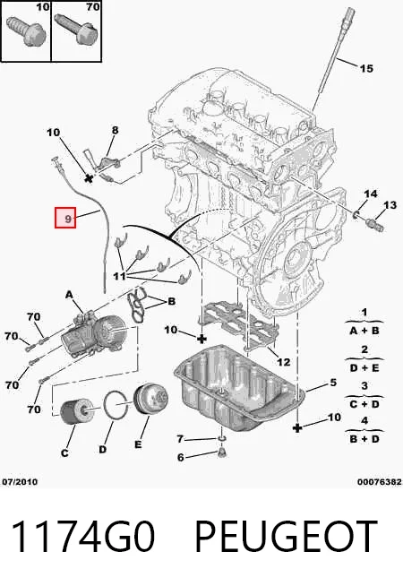 1174G0 Peugeot/Citroen Medidor de aceite