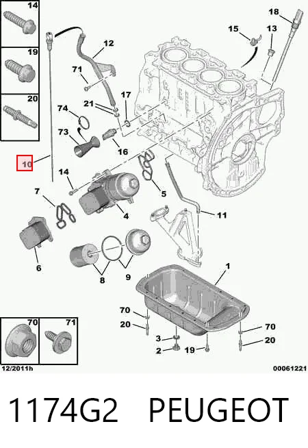 1174G2 Peugeot/Citroen Medidor de aceite