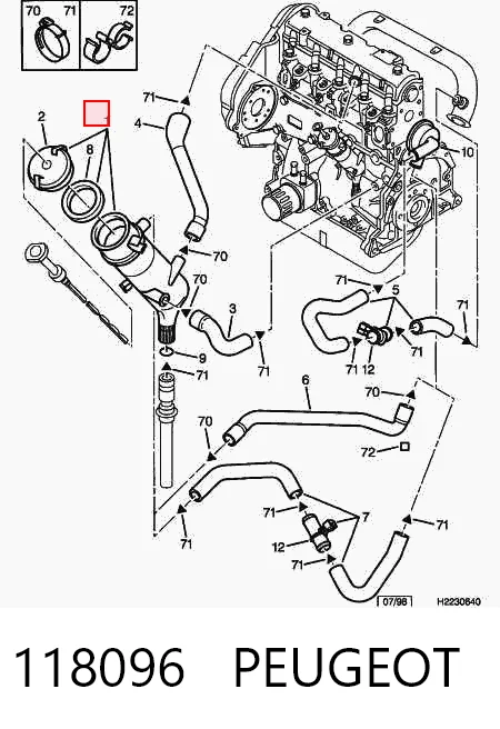 118096 Peugeot/Citroen Tapa, tubuladura de relleno de aceite