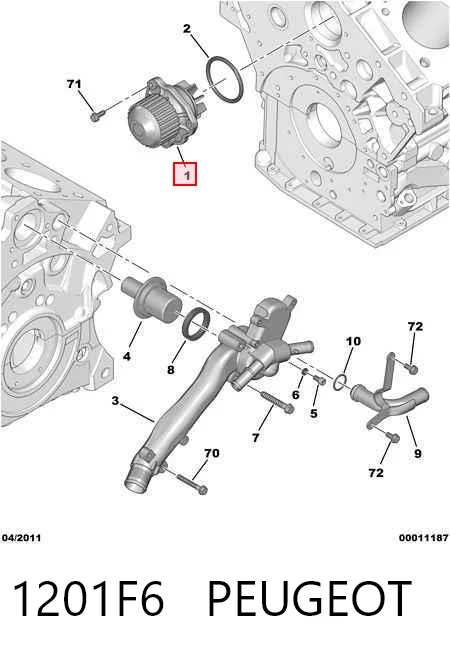 1201F6 Peugeot/Citroen Bomba refrigerante coche