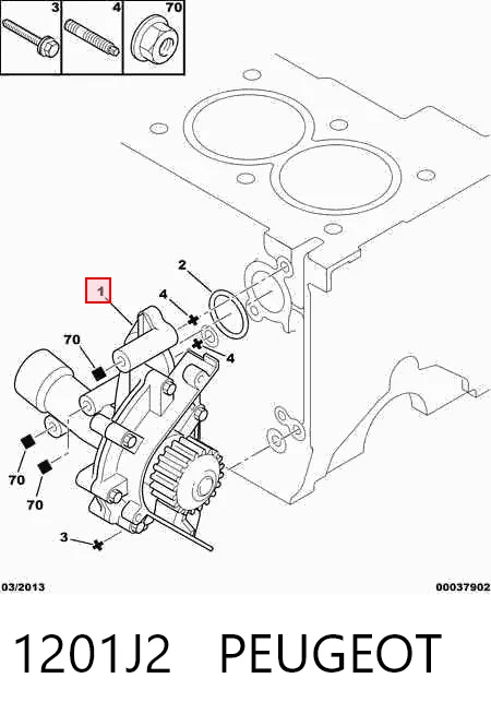 1201J2 Peugeot/Citroen Bomba refrigerante coche