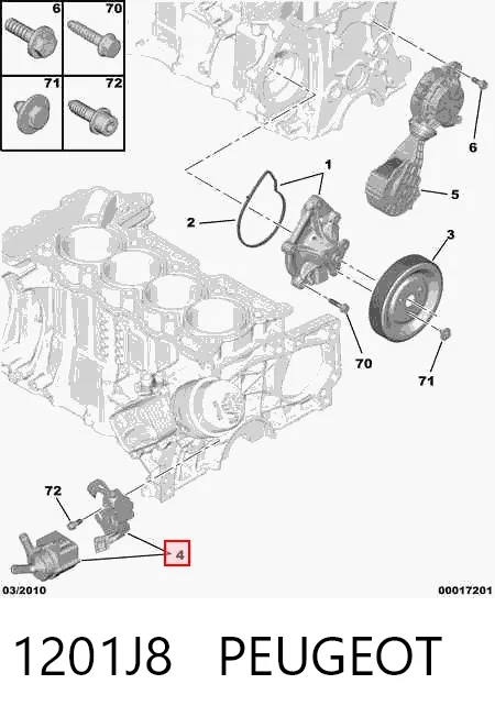 1201J8 Peugeot/Citroen Bomba de agua eléctrica auxiliar