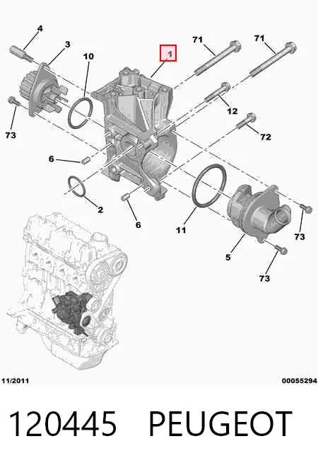 120445 Peugeot/Citroen Bomba de agua de refrigeración, carcasa