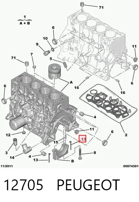 12705 Peugeot/Citroen Junta de tapa trasera del cigüeñal