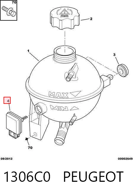 1306C0 Peugeot/Citroen Sensor de nivel de refrigerante del depósito