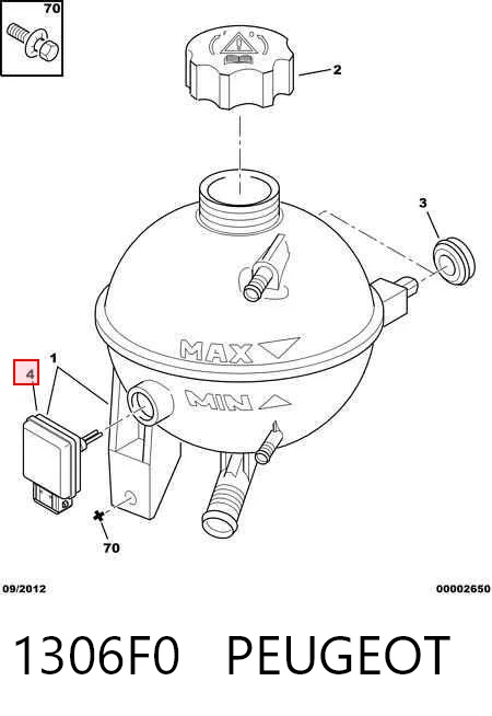 1306F0 Peugeot/Citroen Sensor de nivel de refrigerante del depósito