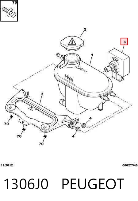 1306J0 Peugeot/Citroen Sensor de nivel de refrigerante del depósito