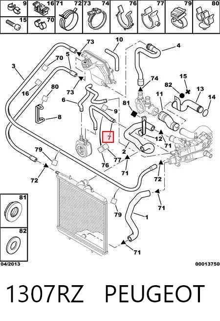 Manguera radiador 9638047280 Fiat/Alfa/Lancia