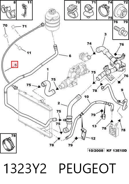 1323Y2 Peugeot/Citroen Manguera superior del depósito de expansión