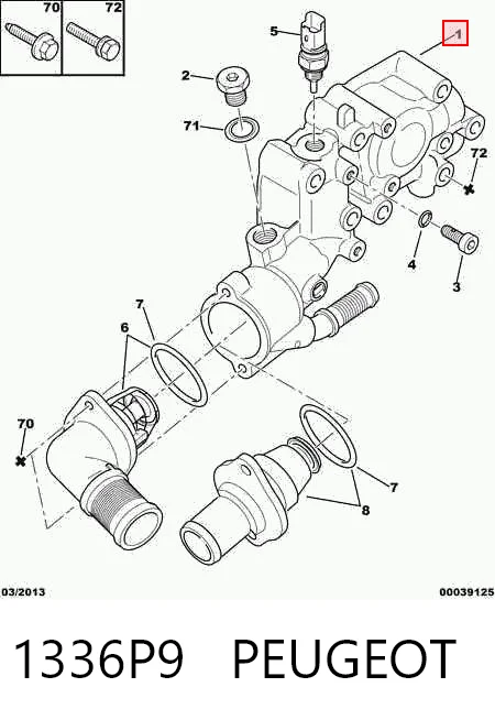 1336P9 Peugeot/Citroen Caja del termostato