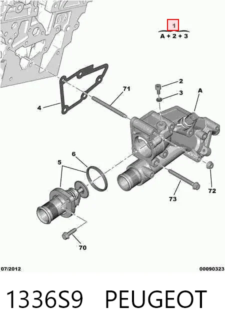 1336S9 Peugeot/Citroen Caja del termostato