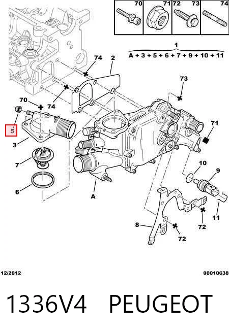Carcasa del termostato 1336V4 PEUGEOT