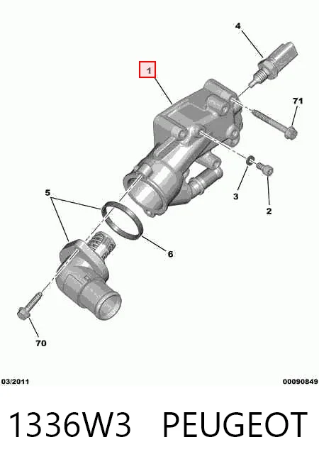 1336W3 Peugeot/Citroen Caja del termostato