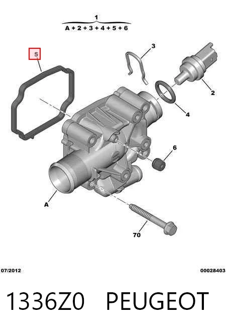 1336Z0 Peugeot/Citroen Caja del termostato