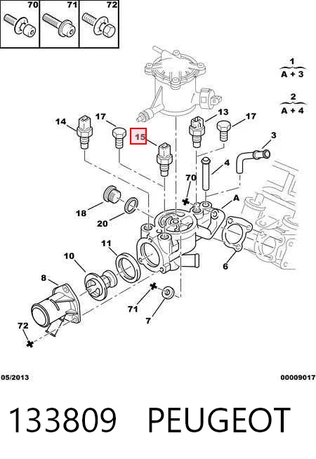 133809 Peugeot/Citroen Sensor temperatura refrigerante