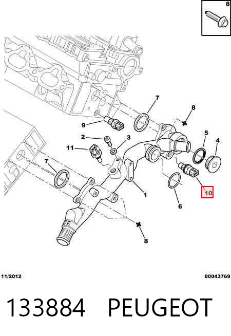 133884 Peugeot/Citroen Sensor temperatura refrigerante