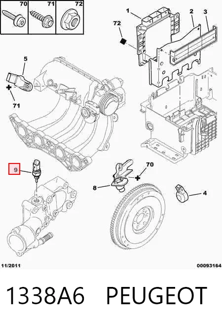 1338A6 Peugeot/Citroen Sensor temperatura refrigerante
