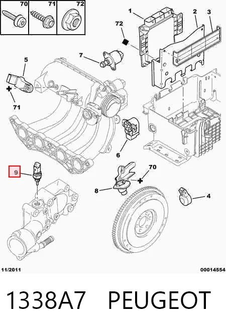 1338A7 Peugeot/Citroen Sensor temperatura refrigerante