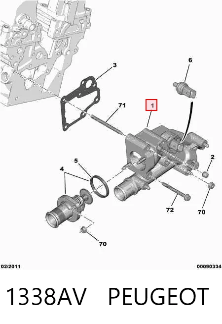 1338AV Peugeot/Citroen Caja del termostato