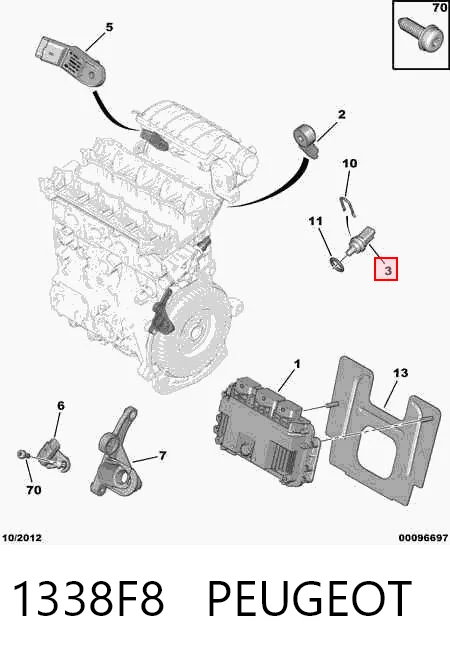 1338F8 Peugeot/Citroen Sensor temperatura refrigerante