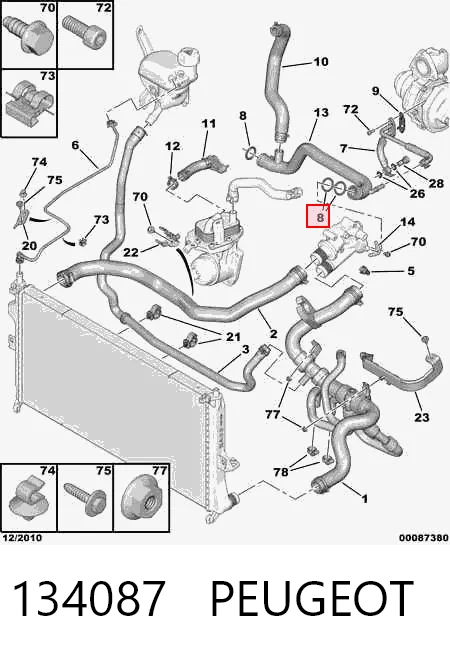 134087 Peugeot/Citroen Anillo de estanqueidad del sistema de refrigeración
