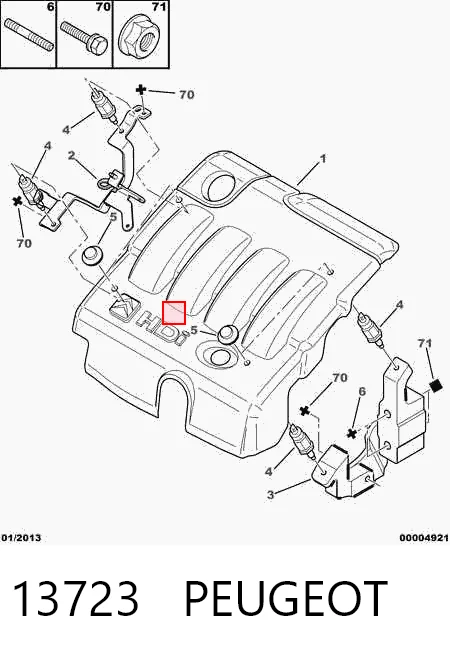 13723 Peugeot/Citroen Cojín de la tapa decorativa del motor