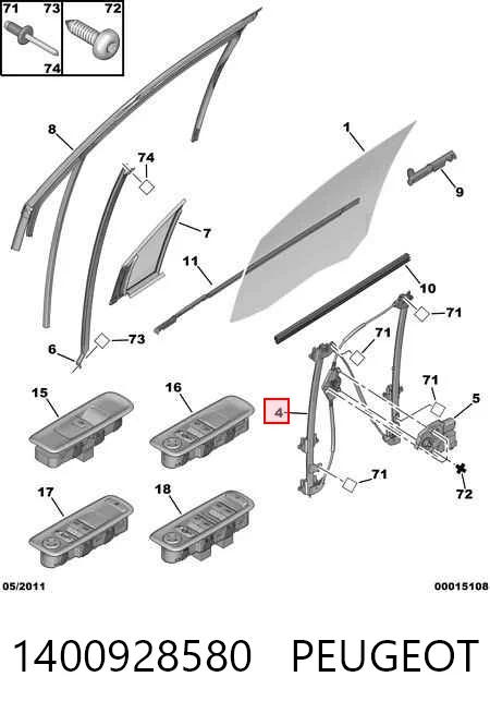  Mecanismo de elevalunas delantero derecha Citroen C8 