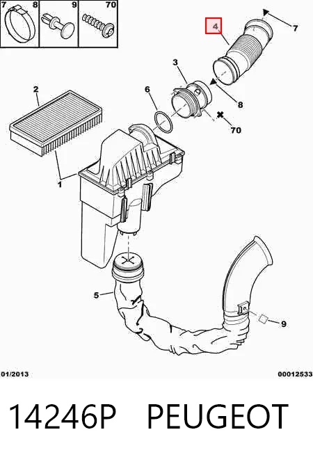 Manguito de aire del medidor de masa de aire para Citroen C5 I DC